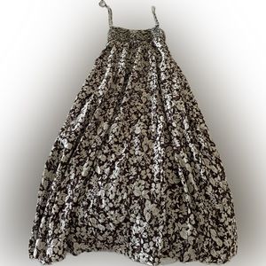 Crinkle textured midi dress - brown & cream